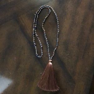Brown tassel fringe necklace